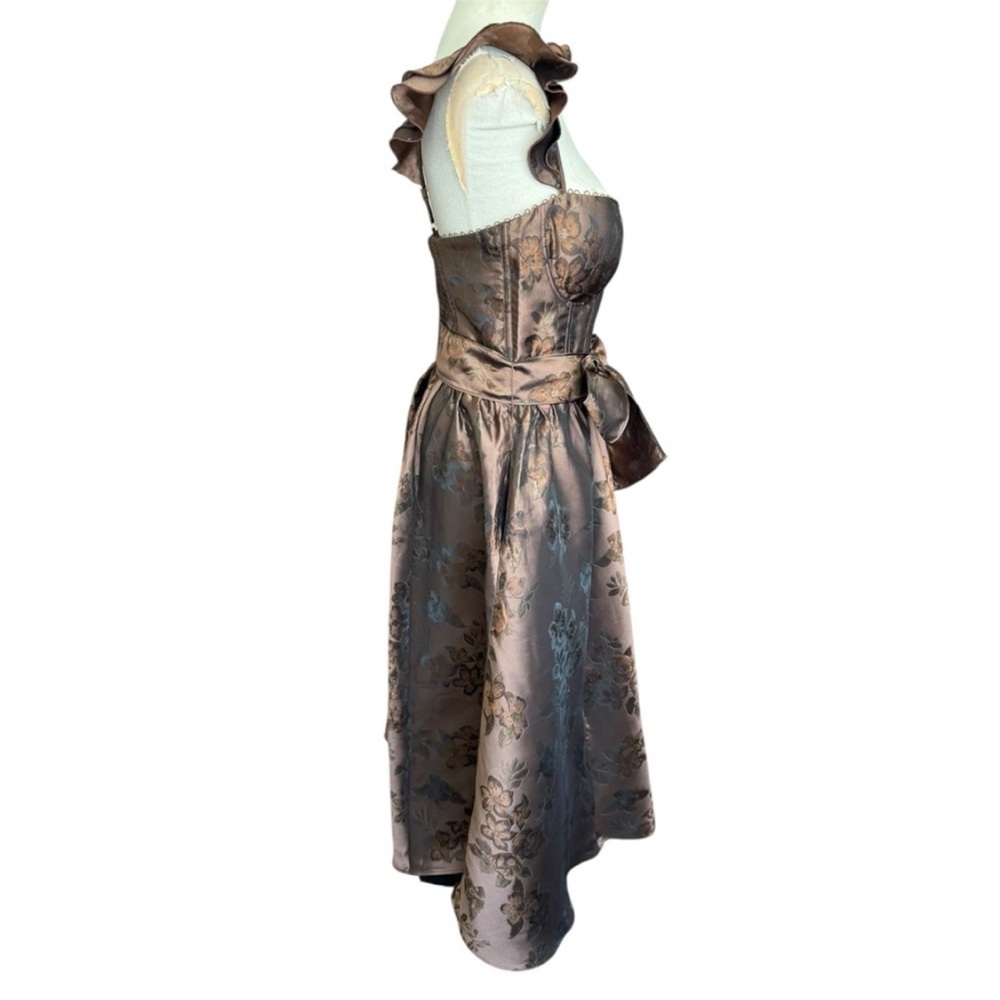 NWT V. Chapman The Vera Dress in Cocoa Baroque Floral Brown - Picture 10 of 17